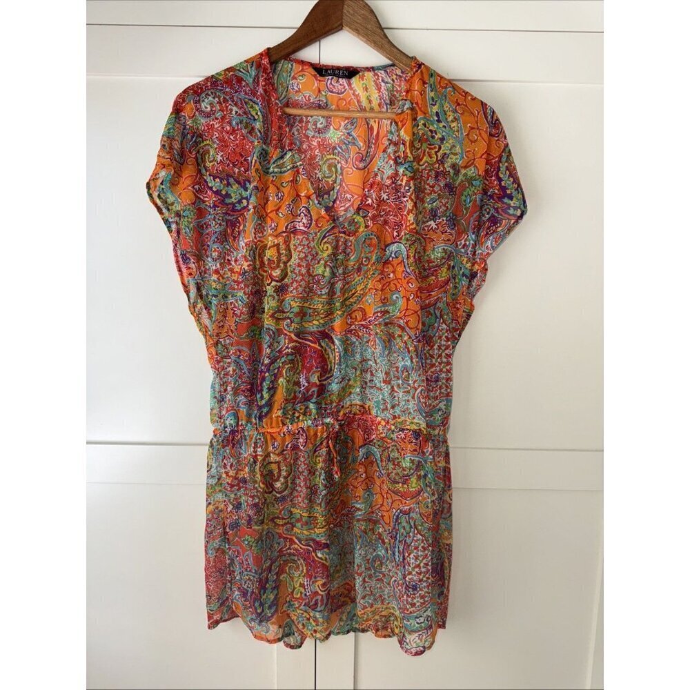 RALPH LAUREN 🌸 SHEER BOLD PRINT / BLOUSE / COVER UP